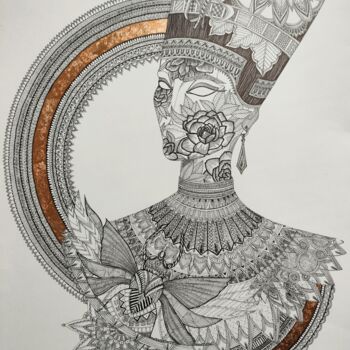 Zeichnungen mit dem Titel "КRiddle of Cleopatra" von Pijavka Pijavochka, Original-Kunstwerk, Gel Stift