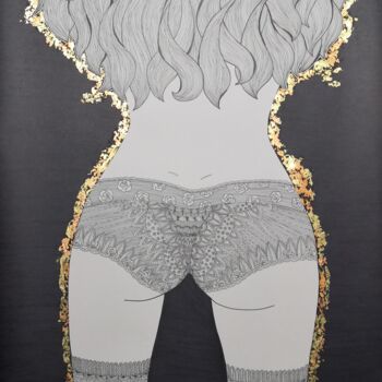 Dessin intitulée "sexy booty" par Pijavka Pijavochka, Œuvre d'art originale, Stylo gel