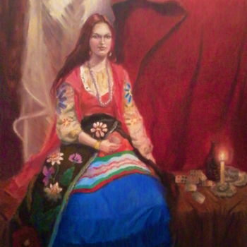 Malerei mit dem Titel "Гадание." von Iurii Kravtsov, Original-Kunstwerk