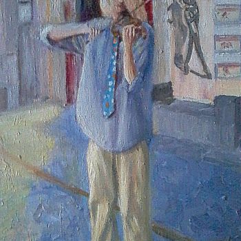 Картина под названием "Скрипач в Симферопо…" - Юрий Кравцов, Подлинное произведение искусства