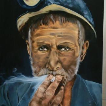 Pittura intitolato "Miner" da Pila Cadena, Opera d'arte originale, Olio