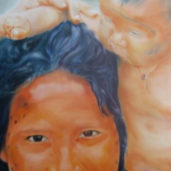 Pittura intitolato "Amazonian Mother an…" da Pila Cadena, Opera d'arte originale