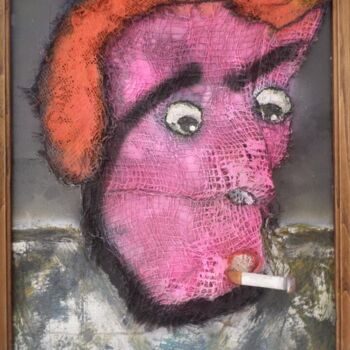 Art textile intitulée "Pink puff" par Pilado, Œuvre d'art originale, Fil