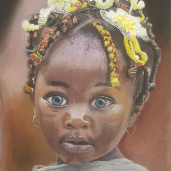 Dessin intitulée "africaine 2" par Lampazona Pierre, Œuvre d'art originale, Pastel