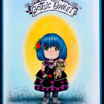 Drawing titled "gothic sweet little…" by Pilar Agrelo Art Studio, Original Artwork, Ink
