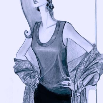 Desenho intitulada "fashion Illustratio…" por Pilar Agrelo Art Studio, Obras de arte originais, Lápis