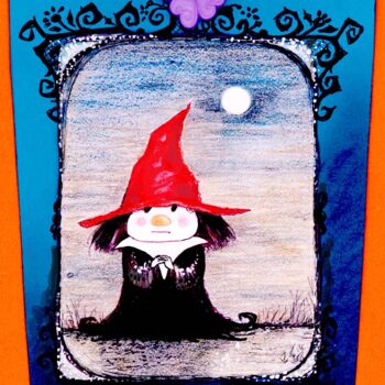 Dibujo titulada "Little Witch  with…" por Pilar Agrelo Art Studio, Obra de arte original, Tinta