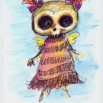 Dessin intitulée "Zombie fairy - illu…" par Pilar Agrelo Art Studio, Œuvre d'art originale, Crayon