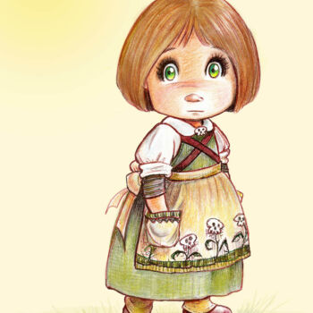 Painting titled "Girl with apron - i…" by Pilar Agrelo Art Studio, Original Artwork, Other