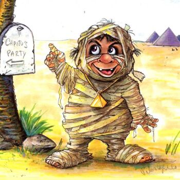Drawing titled "The little mummy" by Pilar Agrelo Art Studio, Original Artwork, Other