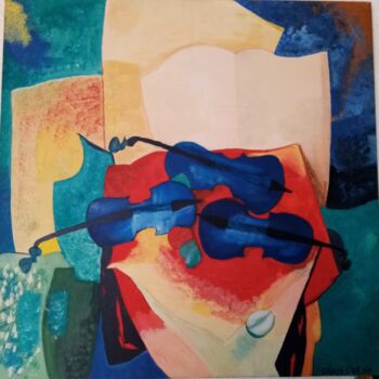 Painting titled "Violons bleus" by Pilar Canovas, Original Artwork, Acrylic