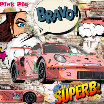 Arte digital titulada "PINK PIG N° 5/10 FO…" por Samuel Pineau (SPAN), Obra de arte original, Trabajo Digital 2D Montado en…