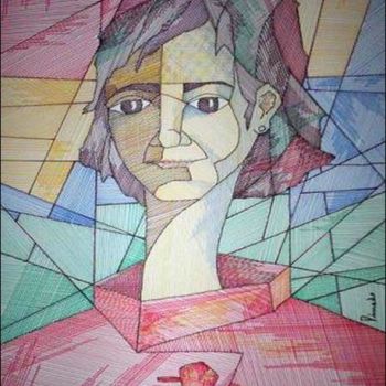 Dibujo titulada "Mujer" por Pinedo, Obra de arte original