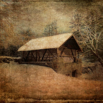 Digitale Kunst getiteld "Winter at the Mill" door Pine Singer, Origineel Kunstwerk