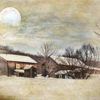 Arte digitale intitolato "Blissful Winter Farm" da Pine Singer, Opera d'arte originale