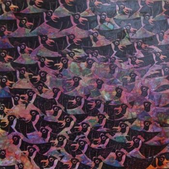 Pittura intitolato "pinguini tra le cor…" da Vincent Gregory ( Pinguinartista ), Opera d'arte originale