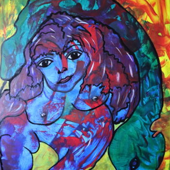 Pintura titulada "La demoiselle à l'a…" por Pinkivioletblue, Obra de arte original, Acrílico Montado en Bastidor de camilla…