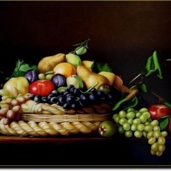 Painting titled "Canestro di frutta" by Pino Lavecchia, Original Artwork