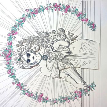 Zeichnungen mit dem Titel "Bling Bling Woman (…" von Peter Hohe, Original-Kunstwerk, Tinte