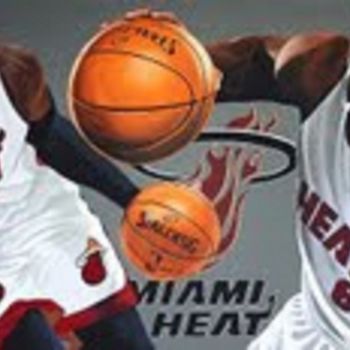 Painting titled "MIAMI HEAT 2013 NBA…" by Don Hall Art, Original Artwork, Oil