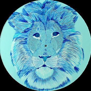 Pintura titulada "Leon Azul" por Pinto Acryl By Ulrike, Obra de arte original, Acrílico