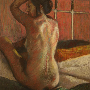Peinture intitulée "Mujer Sentada" par Juan Domínguez, Œuvre d'art originale, Pastel