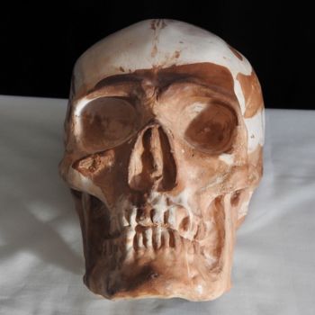 Sculpture titled "Skull #10#" by Pio30, Original Artwork, Ceramics