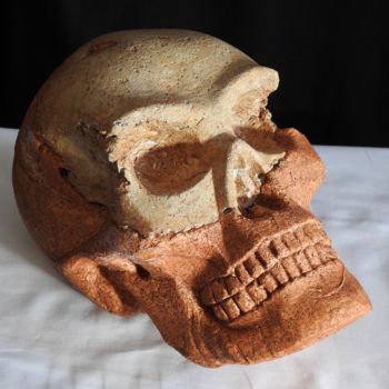 Sculpture titled "skull #13#" by Pio30, Original Artwork, Plaster