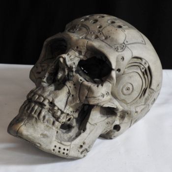 Scultura intitolato "#Mechanical Skull 0…" da Pio30, Opera d'arte originale, Ceramica