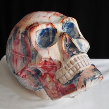 Sculpture titled "#Skull18#" by Pio30, Original Artwork, Plaster