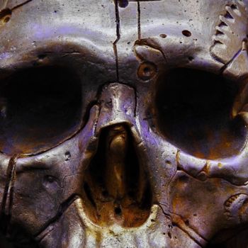 「#Mechanical Skull 0…」というタイトルの彫刻 Pio30によって, オリジナルのアートワーク, しっくい