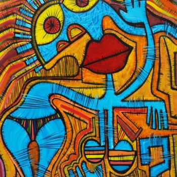 Painting titled "La baigneuse" by Pioch, Original Artwork, Acrylic