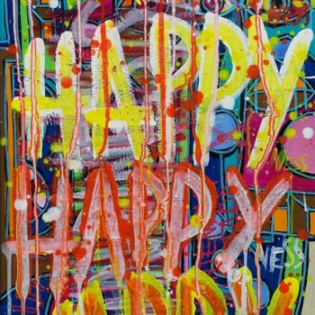 Peinture intitulée "Happy" par Pioch, Œuvre d'art originale, Acrylique