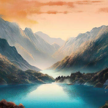 Digital Arts titled "Fjords #3" by Piotr Alaborski, Original Artwork, Digital Painting