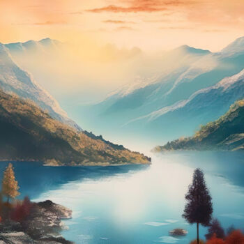 Digital Arts titled "Fjords #4" by Piotr Alaborski, Original Artwork, Digital Painting