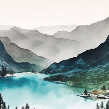 Arts numériques intitulée "Fjords #5" par Piotr Alaborski, Œuvre d'art originale, Peinture numérique