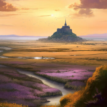 Digital Arts titled "Mont Saint Michel #2" by Piotr Alaborski, Original Artwork, Digital Painting
