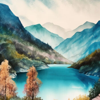 "Mountains lake #6" başlıklı Dijital Sanat Piotr Alaborski tarafından, Orijinal sanat, Dijital Resim