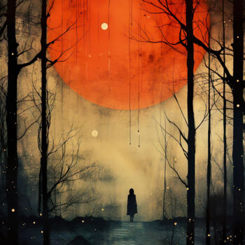 Digital Arts titled "Blood Moon #2" by Piotr Alaborski, Original Artwork, Digital Painting