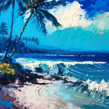 Digital Arts titled "Hawaii Beach #2" by Piotr Alaborski, Original Artwork, Oil