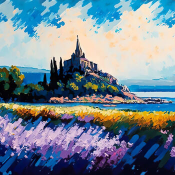 Arte digitale intitolato "Mont Saint Michel #5" da Piotr Alaborski, Opera d'arte originale, Olio