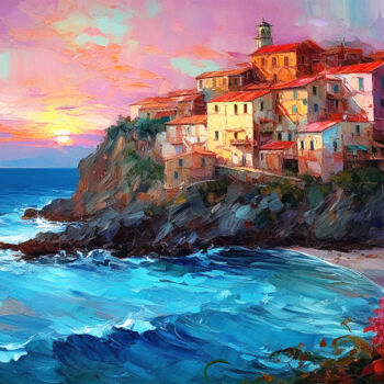 Digital Arts titled "Italian Coast" by Piotr Alaborski, Original Artwork, Digital Painting