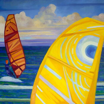 Peinture intitulée "Yellow Sail" par Piotr Kieruj, Œuvre d'art originale, Huile