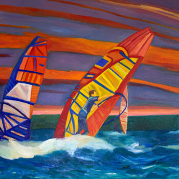 Peinture intitulée "Force, wind, speed" par Piotr Kieruj, Œuvre d'art originale, Huile