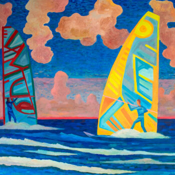 Peinture intitulée "Balance at sea" par Piotr Kieruj, Œuvre d'art originale, Huile