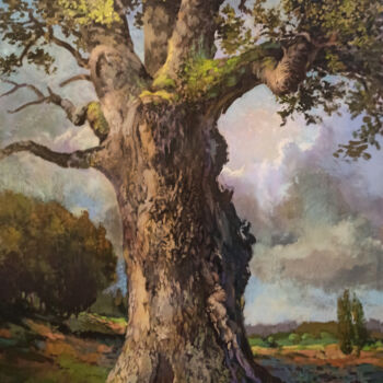 Schilderij getiteld "Stary dąb/Old oak" door Piotr Mruk, Origineel Kunstwerk, Acryl