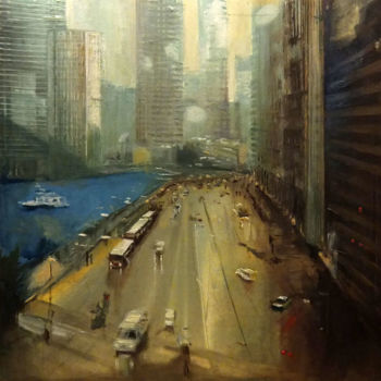 Peinture intitulée "Chicago 2.jpg" par Piotr Piecko, Œuvre d'art originale, Huile