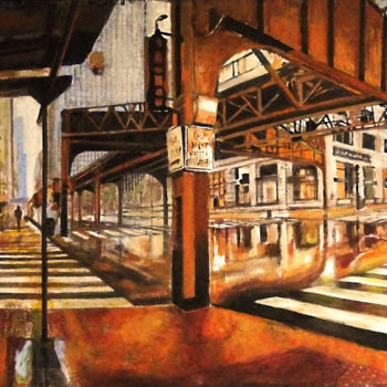 Painting titled "Chicago 4" by Piotr Piecko, Original Artwork, Oil