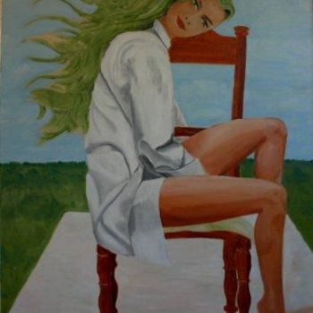 Pintura intitulada "Girl on a chair" por Piotr, Obras de arte originais
