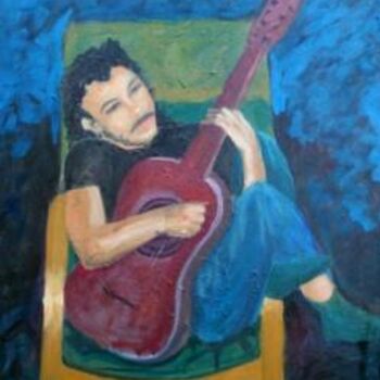 Pintura intitulada "Guitar player" por Piotr, Obras de arte originais